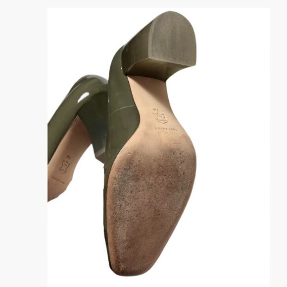 Tory Burch Banana Heel Shoes in Moss with Glassy Block Heels, Square Toes  7 EUC - Picture 2 of 12